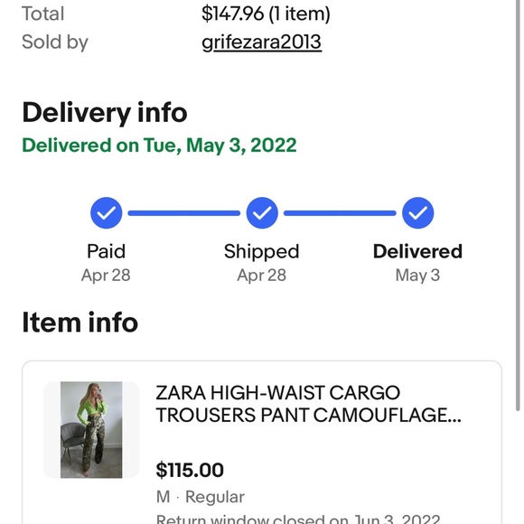 Zara High Waist Camo Cargo 8197/205 sz M *SOLD OUT* - Picture 7 of 7